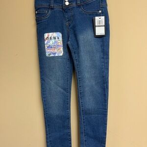 DKNY Girls Sz 10 Full Length Regular Rise Stretch Denim Blue Jeans NWT Kids